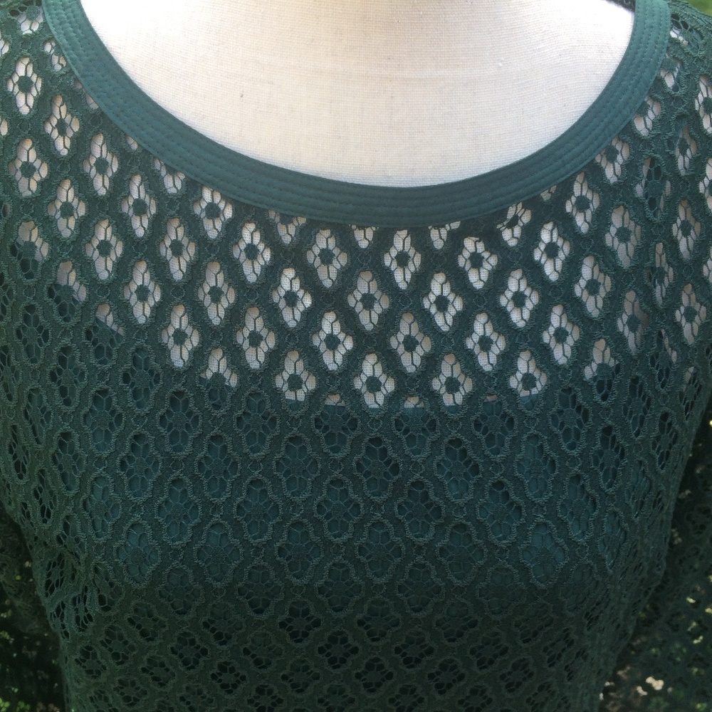 LOFT Hunter Green Lace Shift Dress - Picture 4 of 6